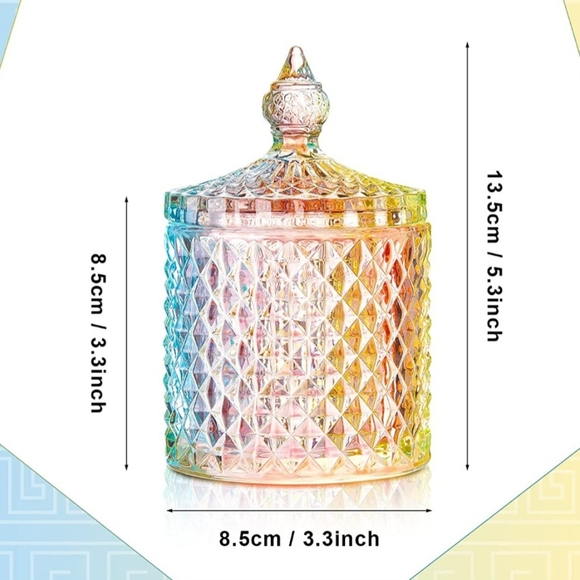 Beautiful Crystal Colorful Jar with lid. BRAND NEW 💎 - Picture 1 of 8